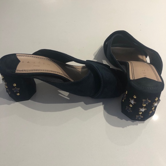 Sandro Suede Star Studded Mules - navy - Picture 6 of 6